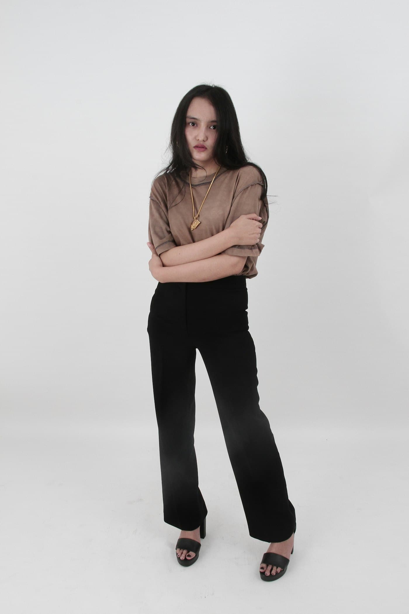 Bol Paça Kumaş Pantolon — Siyah